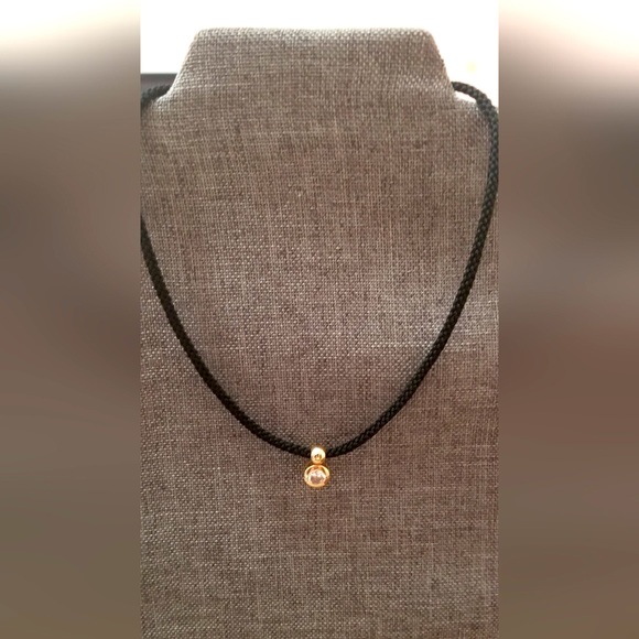 14KT CZ black cord necklace - Picture 4 of 7